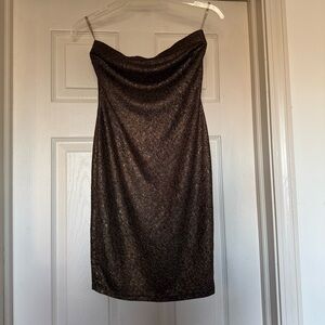 Fashion Nova Strapless Black and Gold Dress